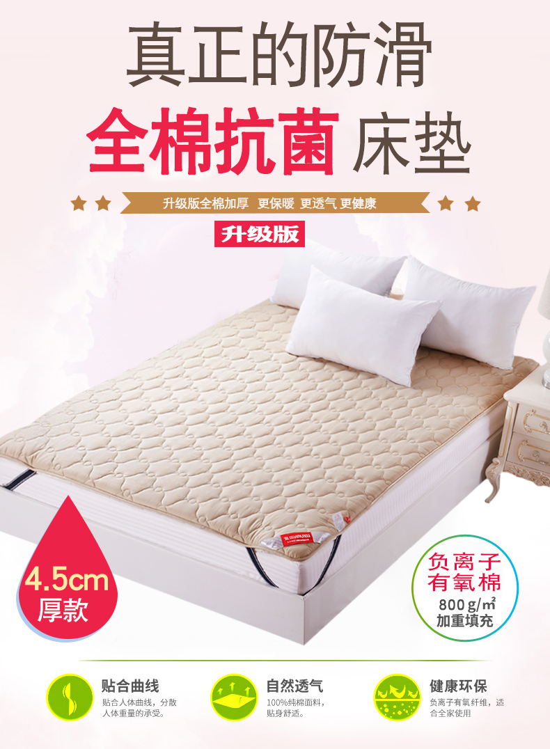 Kháng khuẩn chống mite cotton non-slip nệm bảo vệ mat tatami đôi 1.5 mỏng 1.8 m giường nệm mat được tùy chỉnh