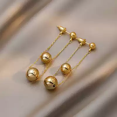 Sturbolea advanced atmosphere ~ texture double ball tassel earrings light luxury niche design fashion temperament ear ornaments