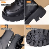 Martens, демисезонные утепленные модные универсальные короткие сапоги, из натуральной кожи