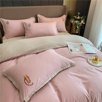 Fine and warm high-end 100 grinding wool four pieces of full cotton pure cotton autumn and winter bed with fresh bed supplies