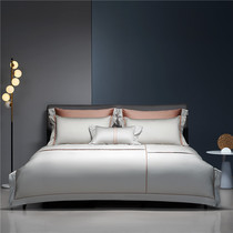 Five-star hotel cotton four-piece simple designer model 140 long staple cotton plain color 1 8m bedding