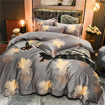High-end 140 double-strand Egyptian long-staple cotton four-piece set 100 cotton tribute satin European digital printed bedding