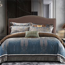 Italy light and luxurious 140 horse cotton full cotton four pieces upscale European-style pure cotton goon satin printed bedding