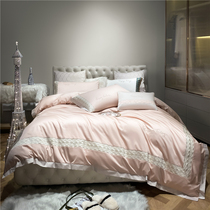 Light and luxurious 140 long suede cotton four pieces of public main wind European-style embroidered all-cotton bed cover 1 8m bedding