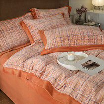 French small fragrant milk velvet four-piece set autumn and winter thickened warm double-sided velvet printed coral flannel bedding