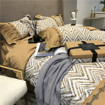 Eurostyle light and luxurious autumn winter 120 grinding wool pure cotton four sets full cotton long suede cotton thickened warm 1 8 bed bedding