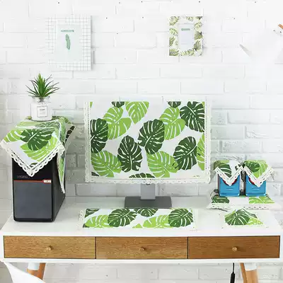 Cotton linen fabric LCD computer dust cover Monitor cover towel set desktop computer cover cloth 22 24 27 inch