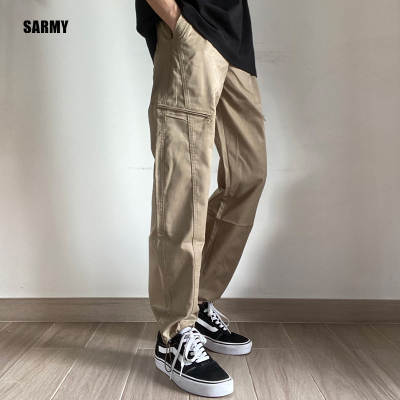 Sarmy Paired with Vance Pants, Drawstring American Casual Scimitar-Style Loose Khaki Cargo Pants for Men, Spring Trend