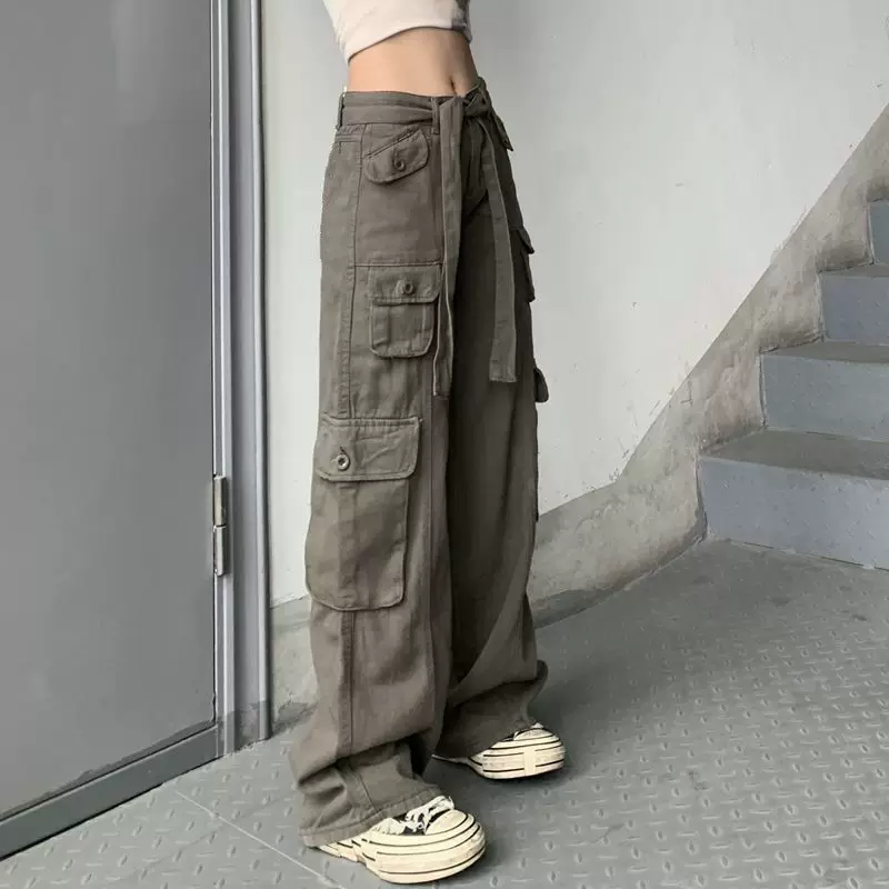 Женские cargos штаны летние ретро прямые брюки прямые