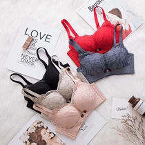 Skin-friendly soft cotton 6CM super thick gathering small bra flat chest underwear ladies sexy lace thick non-magnetic bra