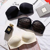 Strapless invisible bra gathered non-slip non-rimless underwear Womens small bra thin chest paste wedding dress invisible strapless