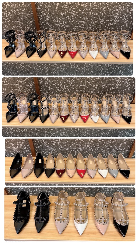 26 New Models of V-Brand Patent Leather Studded High Heels, Genuine Leather Nude Color Two- or Three-Strap Pointed Toe Thin Heel Lace-Up Wedding Shoes, Women's Sandals