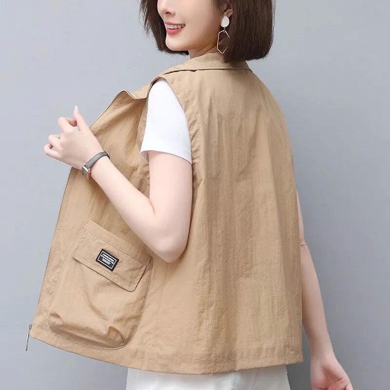 Short Thin Vest for Women, Sleeveless Jacket, 2026 Spring and Summer New Style, Casual Loose Fit, Large Size, Outerwear, Sun Protection Vest