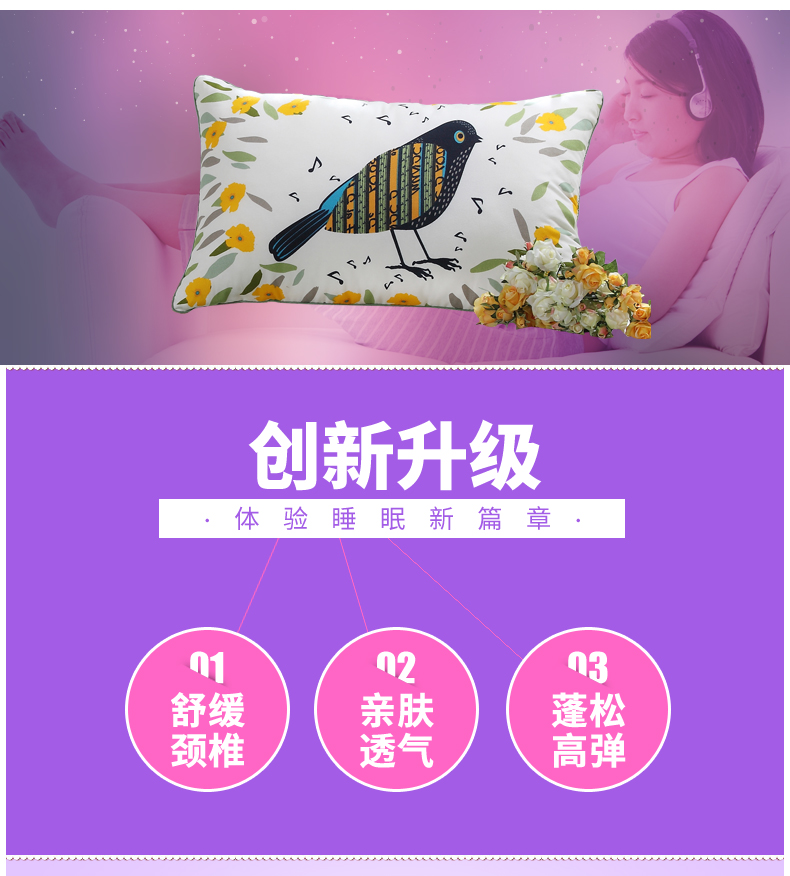 gối thoải mái đơn gối thư cổ tử cung cho con bú in sinh viên ký túc xá đôi Nam Cực cho trẻ em Pair - Gối gối lông ngỗng