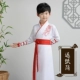 Trẻ em bé trai Hanfu Trang phục cổ đại Ba ký tự Kinh điển Sách nghiên cứu Trung Quốc Trinh nữ mẫu giáo Trang phục biểu diễn Trẻ em Trang phục mùa thu - Trang phục