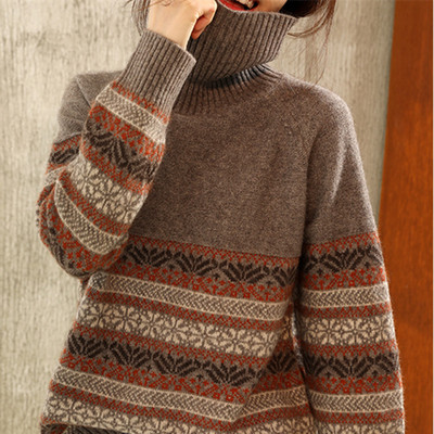 【百人验货恒源祥】复古提花高领毛衫