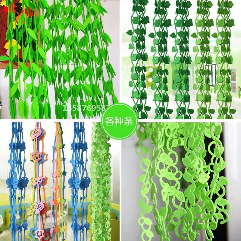 Kindergarten charm corridor classroom spring decoration hanging mall shop aerial charm leaf swallow wicker