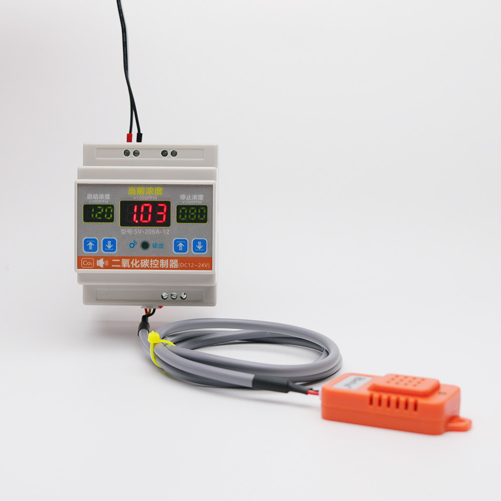 西法电子 二氧化碳控制器12-24V导轨式CO2浓度报警器SV-206A-12