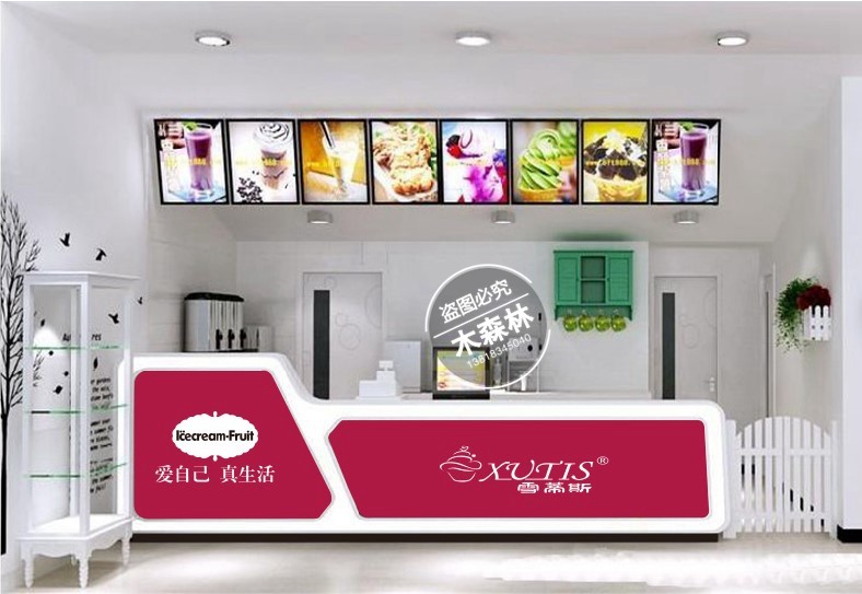 Custom Baking Varnish Milk Tea Shop Collection Silver Counter Drinks Water Fruit Shop Water Bar Cosmetic Yard service Desk Foot Therapy Shop collection desk