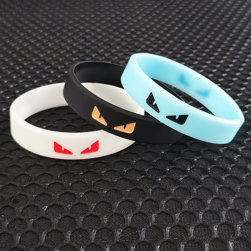 Luminous Trendy Brand Devil Eye Energy Sports Bracelet with Simple Little Monster Pattern, Fluorescent Silicone Wristband for Men and Women