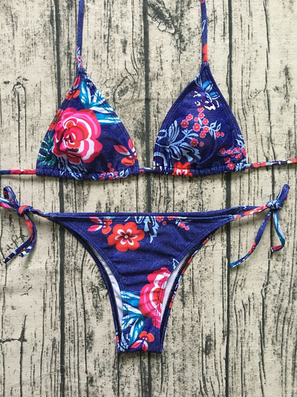 Dây đeo dây in với hở lưng lộ ra áo tắm xẻ gợi cảm Bikini BIKINI - Bikinis đồ bơi nữ 2 mảnh