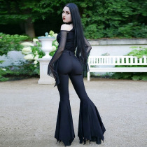 Dark Gothic style high waist thin bag hip flared pants sexy trousers college style dance Haren pants women