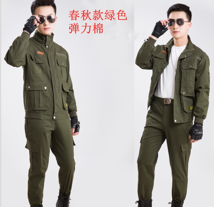 Men's cotton spring and autumn thickened work clothes suit Wear-resistant dirty anti-scalding welding clothes Casual clothes Men's and women's