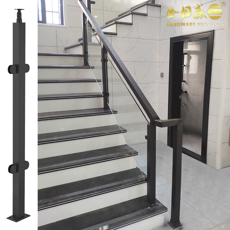 Staircase handrail guardrail stainless steel column indoor and outdoor balcony tempered glass modern simple railing bay window fence