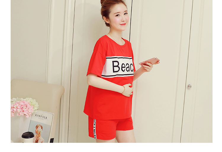 Cộng với phân bón XL mùa hè của phụ nữ thể thao giản dị phù hợp với chất béo MM loose mang thai cotton hai mảnh đặt 200 kg