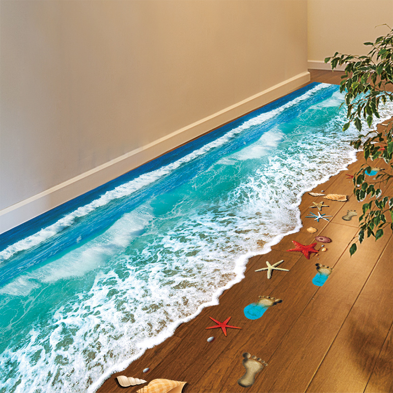 3D立体地贴浴室卫生间防水瓷砖地板贴纸客厅室内装饰墙纸壁纸自粘