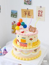 Net red birthday cake decoration plug-in decoration color balloon round cake decoration childrens birthday decoration