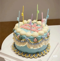 Korean ins macaron birthday cake candles fresh spiral curved twisted candles 6 packs