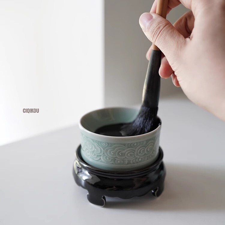 Porcelain Inkstone - Plum Green Shuyun Inkstone, Ink Pool for Ink Washing, Fully Hand-Carved, Special Calligraphy Stationery Porcelain Inkstone - Plum Green Shuyun Inkstone, Ink Pool for Ink Washing, Fully Hand-Carved, Special Calligraphy Stationery