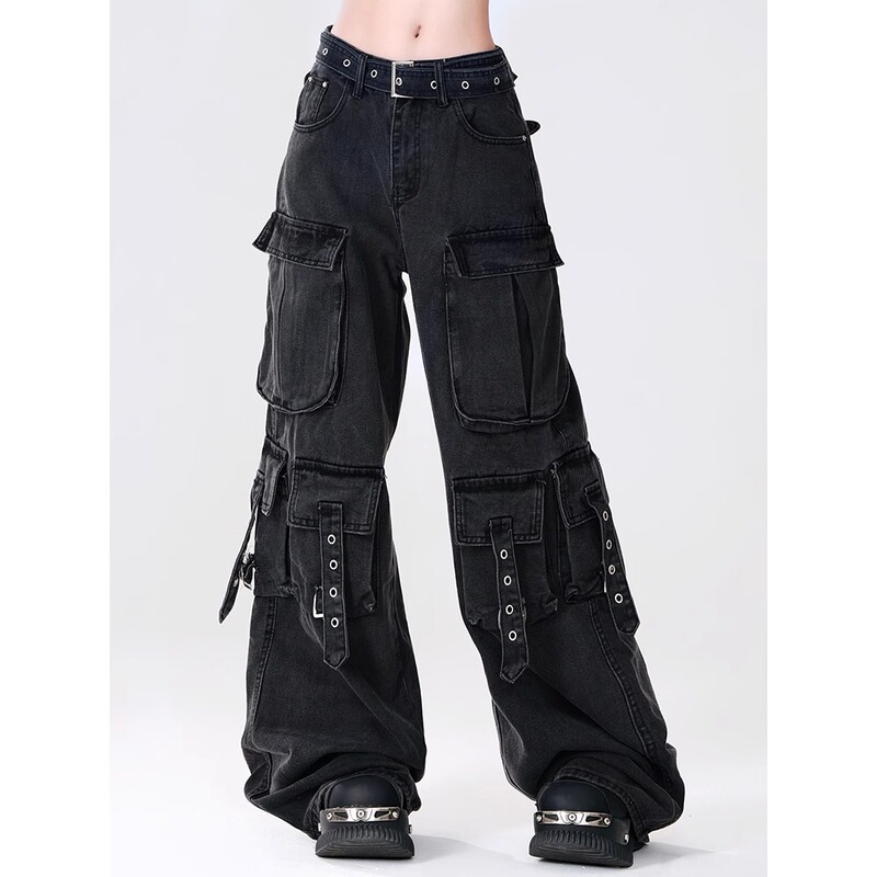 Heavy-Duty Work Jeans for Men, Straight-Leg, Loose, Wide-Leg, American High Street Style, Trendy Brand, Cool and Stylish with Multiple Pocket Design