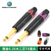 NEUTRIK NP2X-B gold-plated large two-core straight plug 6 35 mono plug TS guitar head and tail cover