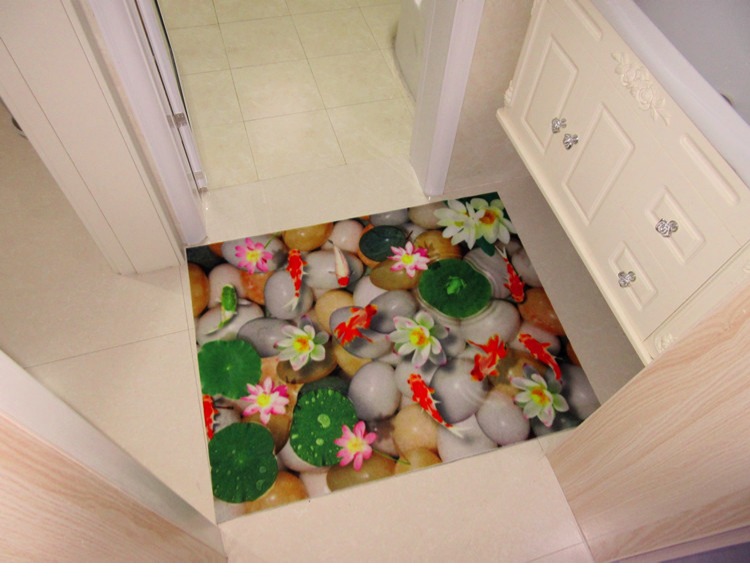 Custom-made da lộn 3D ba chiều in sen thảm cửa hành lang cá lối vào hành lang thảm tấm thảm chùi chân không trượt mat - Thảm thảm trải sàn văn phòng