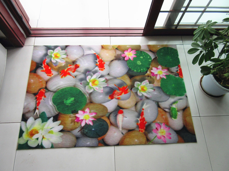 Custom-made da lộn 3D ba chiều in sen thảm cửa hành lang cá lối vào hành lang thảm tấm thảm chùi chân không trượt mat - Thảm thảm trải sàn văn phòng