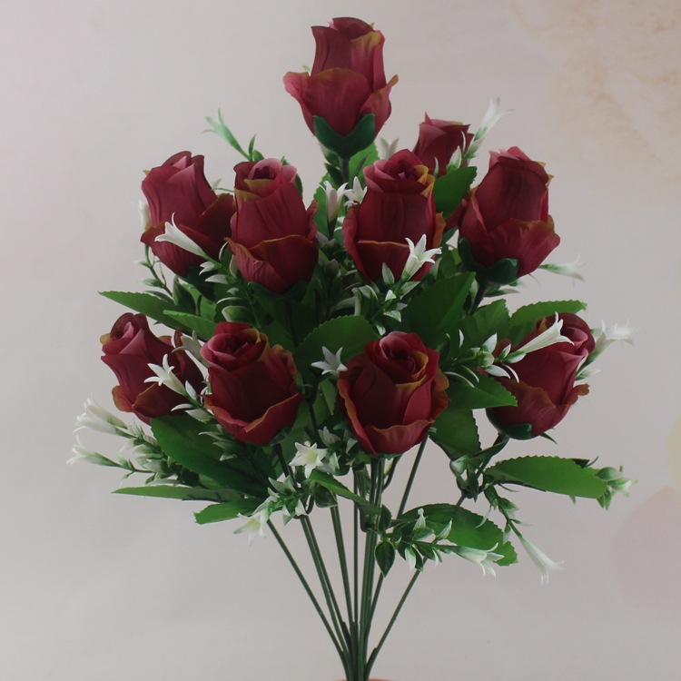 12 nụ tình yêu mô phỏng hoa hồng phòng khách trang trí phòng ngủ đặt nhựa bouquet hoa giả bó hoa - Hoa nhân tạo / Cây / Trái cây đào giả