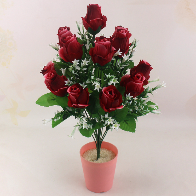 12 nụ tình yêu mô phỏng hoa hồng phòng khách trang trí phòng ngủ đặt nhựa bouquet hoa giả bó hoa - Hoa nhân tạo / Cây / Trái cây đào giả