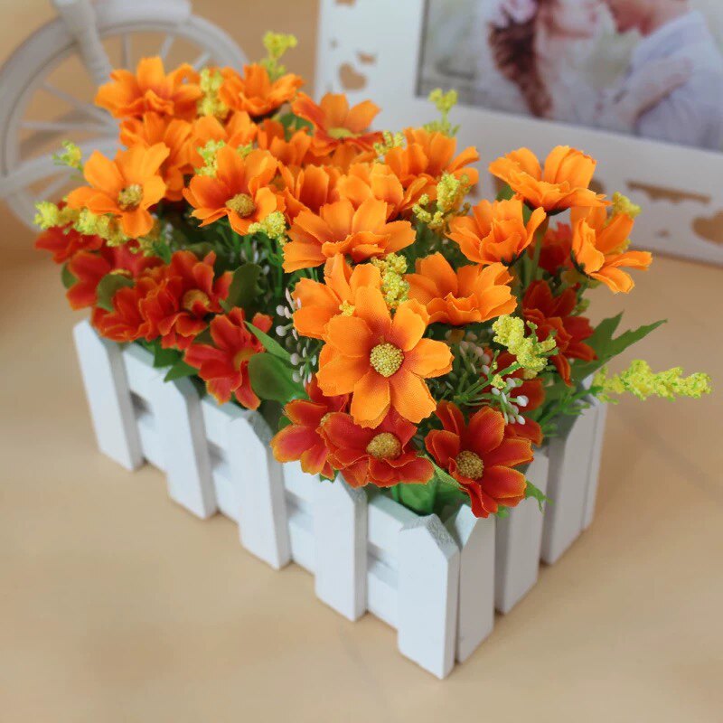 尤加利摆件木栅栏花套装仿真花假花道具盆栽花塑料花艺绿植草花详情10