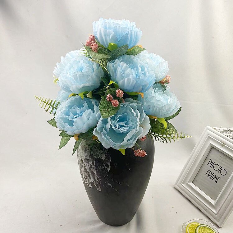 12头洋牡丹仿真把束西洋玫瑰假绢花婚礼婚庆插花装饰欧式花墙花艺详情3