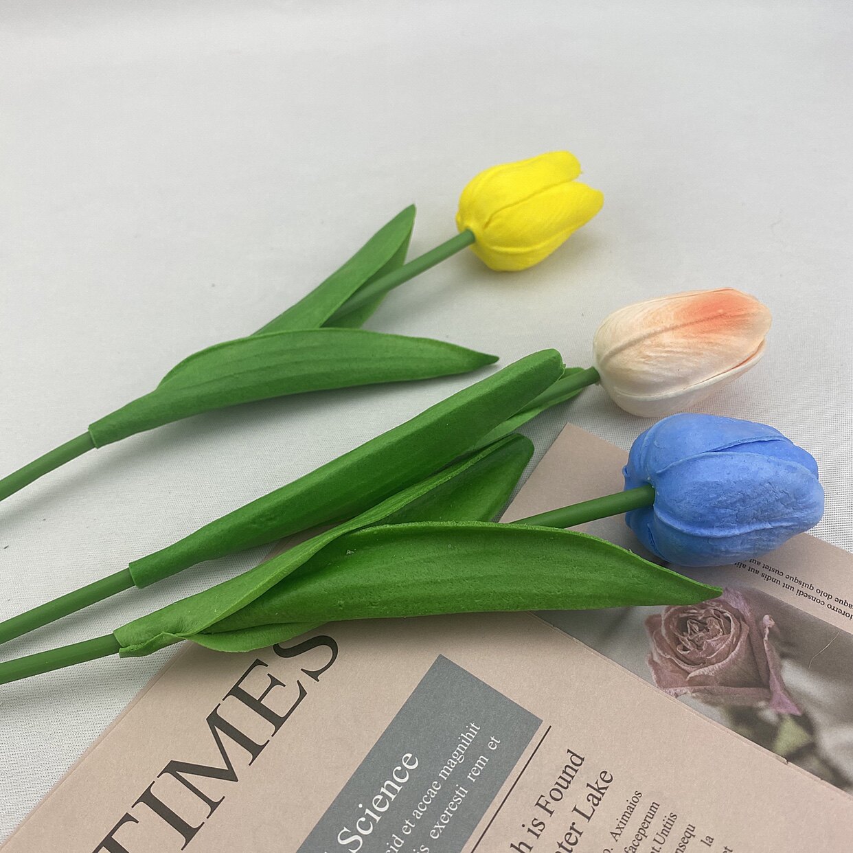 简约仿真干花束手感保湿郁金香高档插花客厅蛋糕装饰假花摆设蓝海详情3