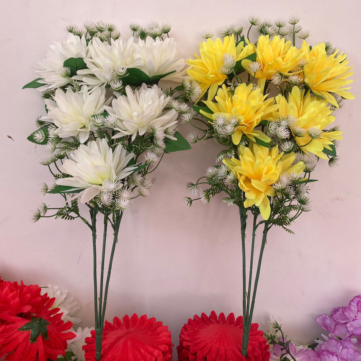 厂家直销仿真花束菊花单支假花绢花塑料清明祭祀装饰摆放花束批详情5