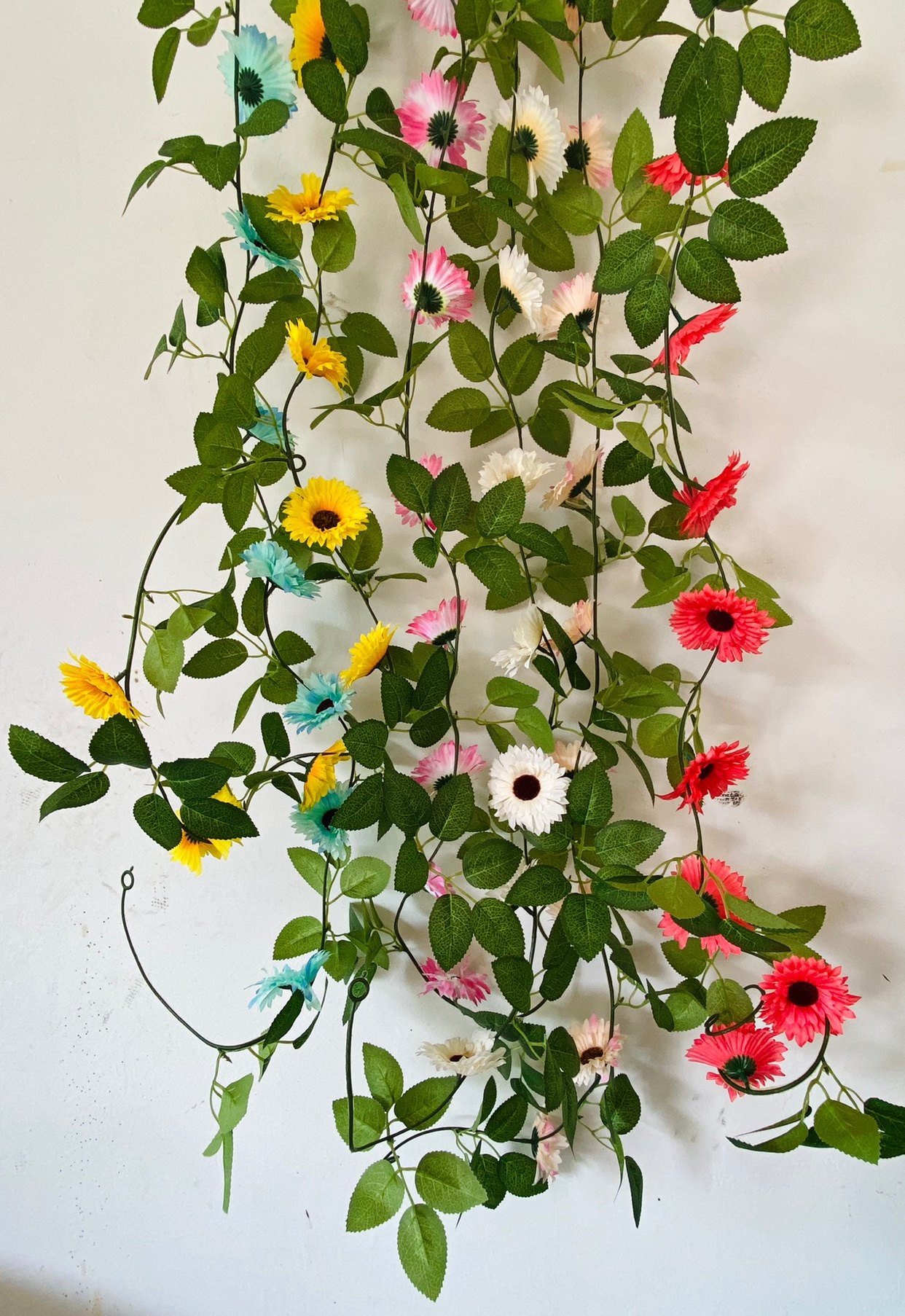 仿真花单只挂壁花艺太阳花藤假花藤绢蔓室内壁挂空调管道遮挡装饰详情1