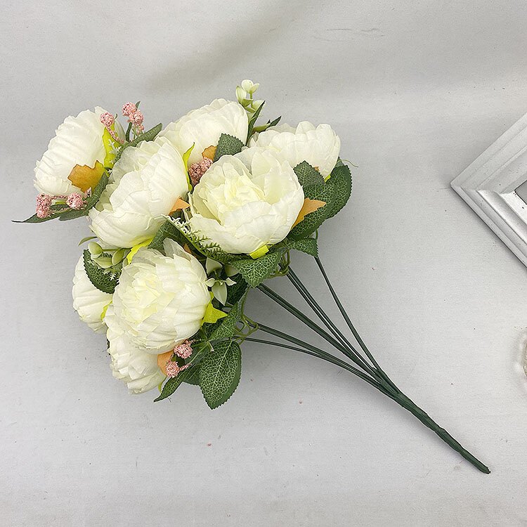 12头洋牡丹仿真把束西洋玫瑰假绢花婚礼婚庆插花装饰欧式花墙花艺详情11