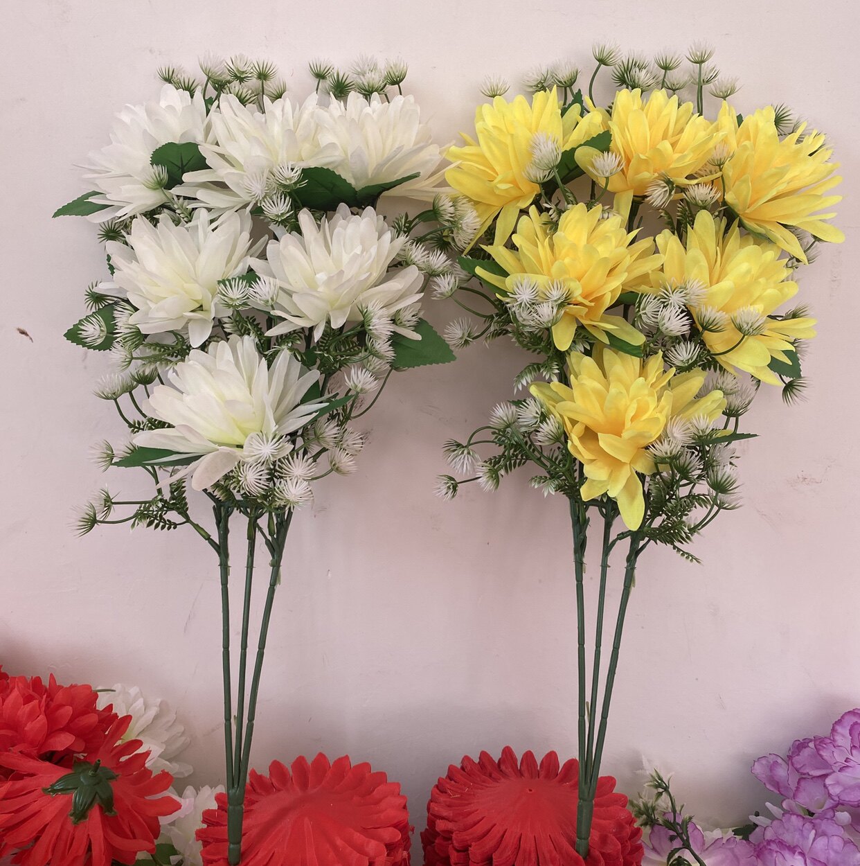 厂家直销仿真花束菊花单支假花绢花塑料清明祭祀装饰摆放花束批详情13