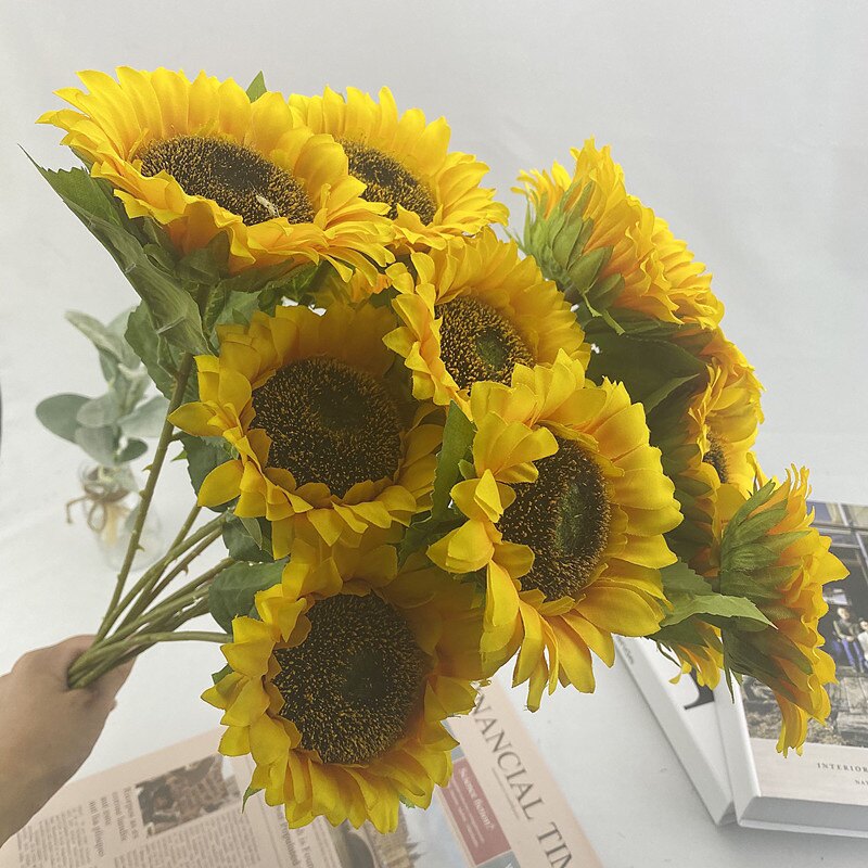 向日葵仿真花客厅摆设塑料假花摆件装饰品餐桌干花拍照道具大花束详情6