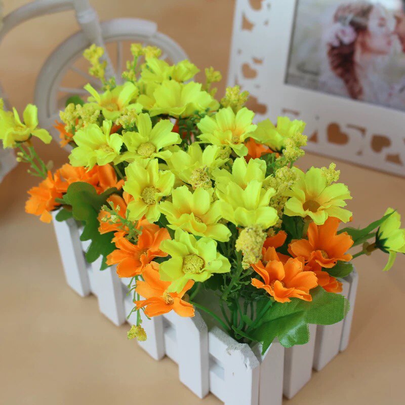 尤加利摆件木栅栏花套装仿真花假花道具盆栽花塑料花艺绿植草花详情11