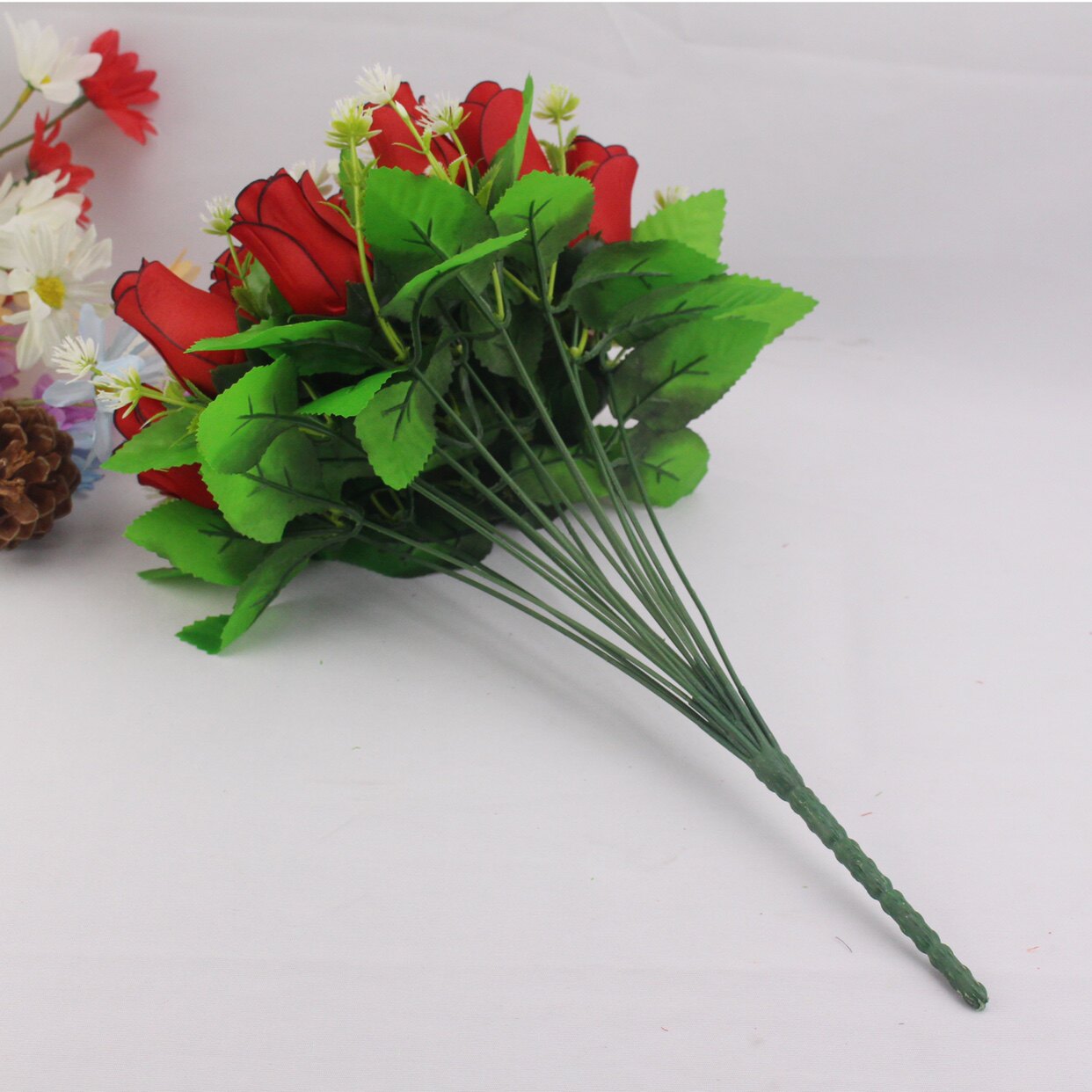 仿真花束假花玫瑰花艺客厅婚庆婚房装饰摆件新娘手捧花绢花塑料花详情3