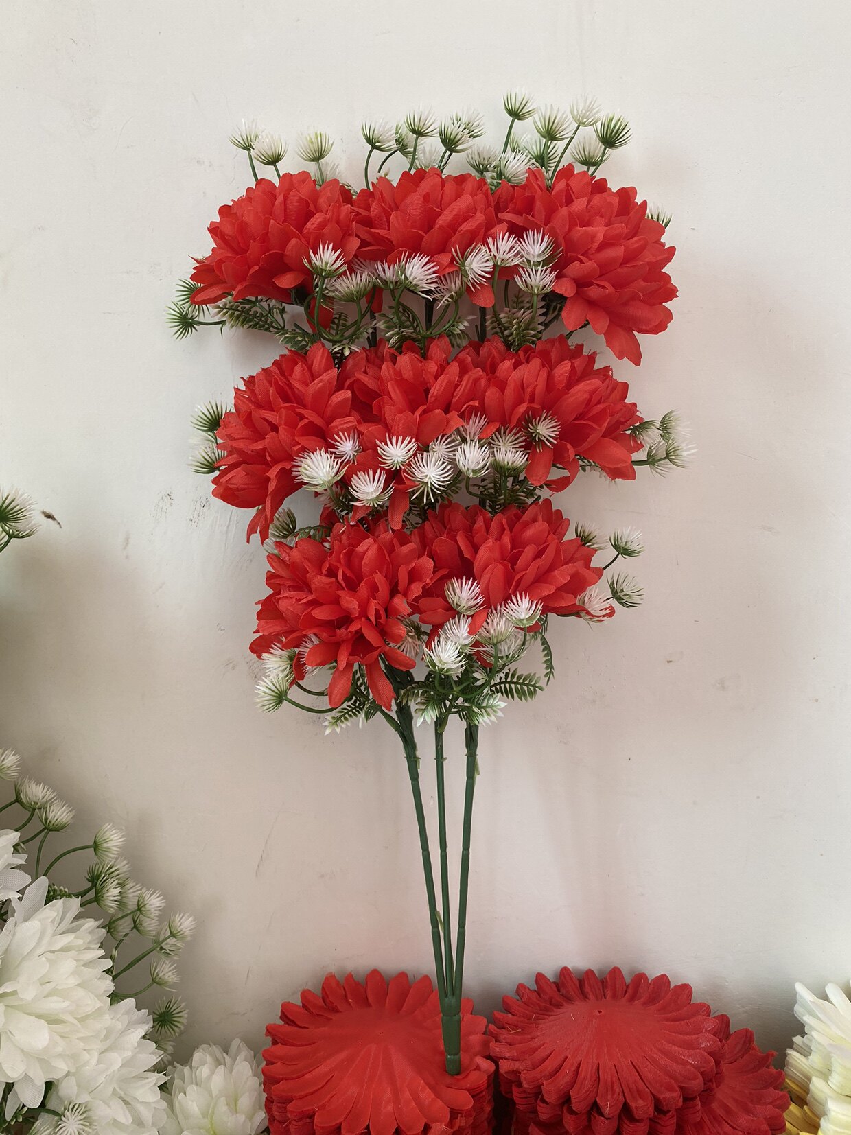 厂家直销仿真花束菊花单支假花绢花塑料清明祭祀装饰摆放花束批详情15